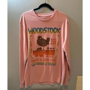 Woodstock womens pink long sleeve graphic tshirt size xl